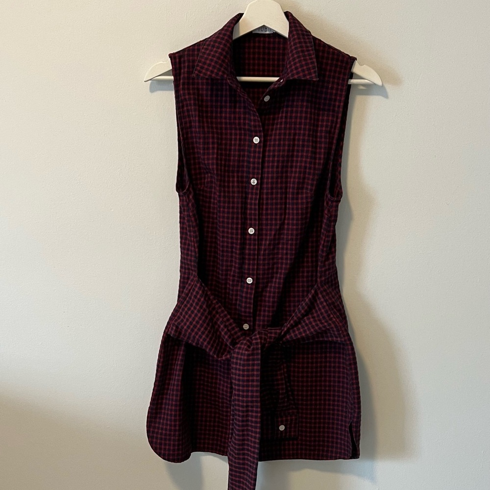 Tobi Plaid Sleeveless Shirt Dress